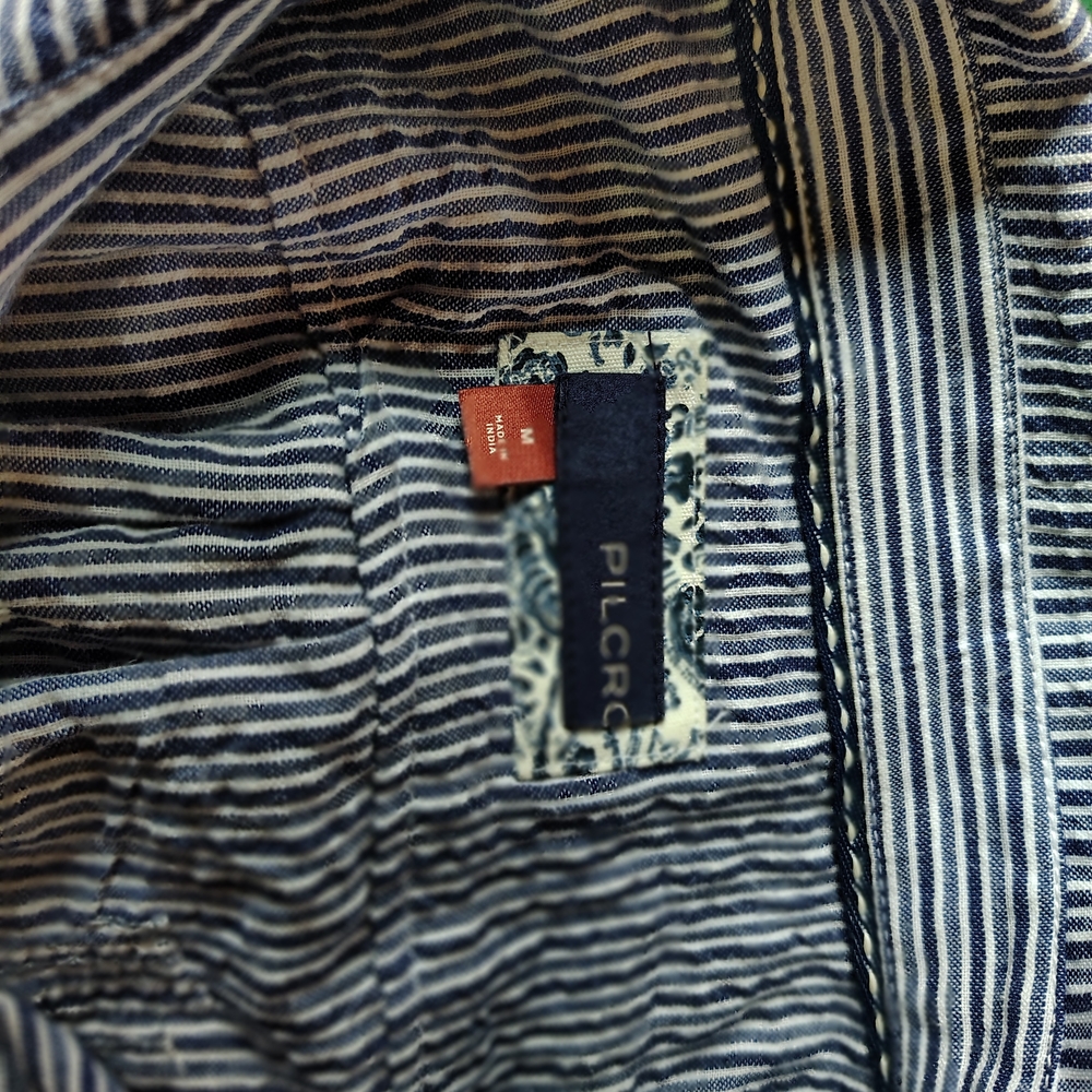 Pilcro Blue and White Embroidered and Beaded Button-Down Shirt - Picture 2 of 4